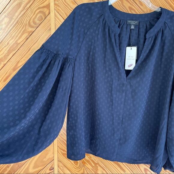 Current Air Anthropologie Dot Print Balloon Sleeve Blouse - Picture 1 of 6